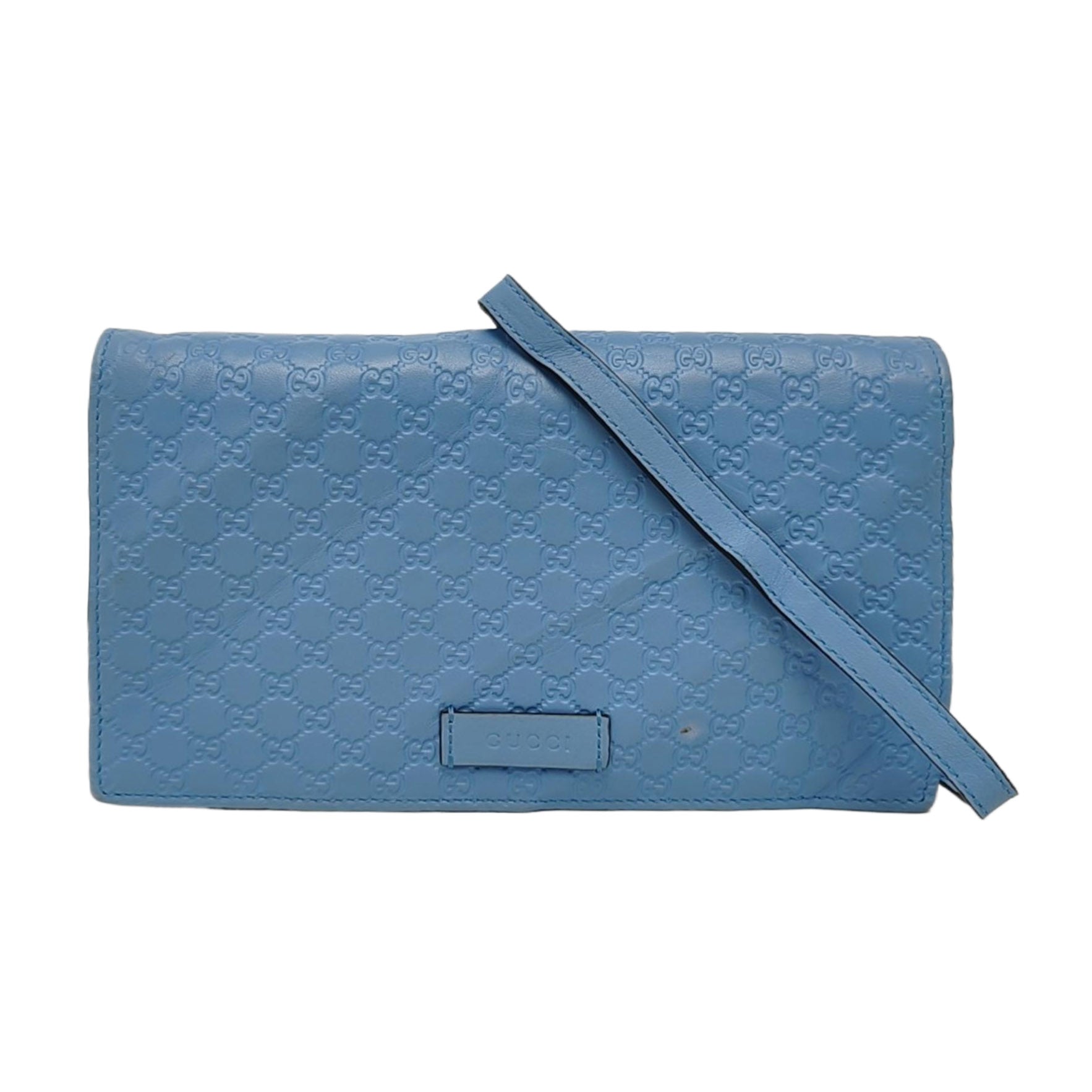 Authenticated pre-owned  Microguccissima Monogram Calfskin Blue - Shoulder Bag at Looply