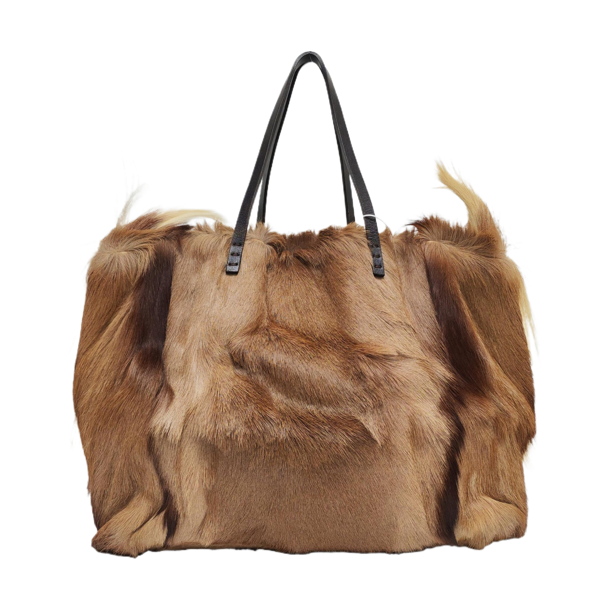 Fur Top Handle Bag Brown