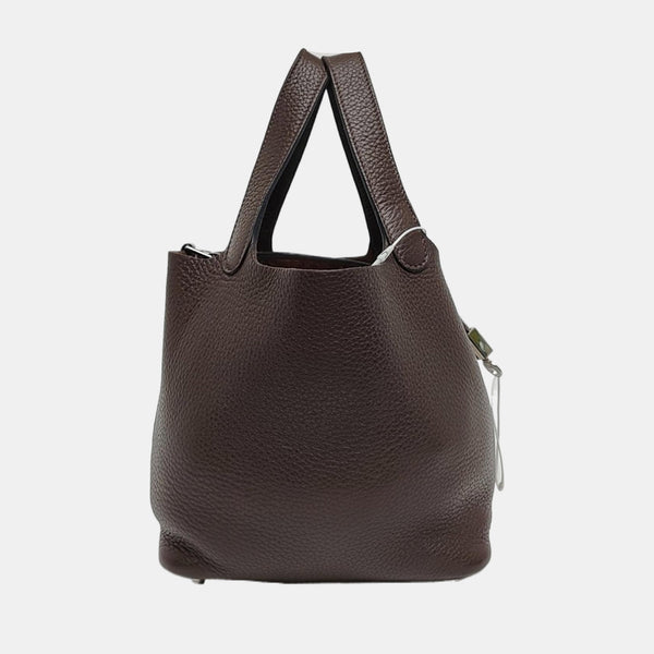 Authenticated pre-owned  Picotin Lock 18 Clemence Brown - Top Handle Bag at Looply