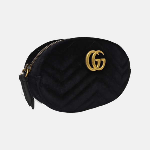 Authenticated pre-owned  GG Marmont Velvet Black - Belt Bag at Looply