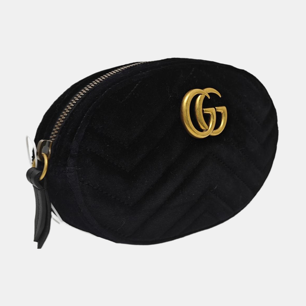 Authenticated pre-owned  GG Marmont Velvet Black - Belt Bag at Looply
