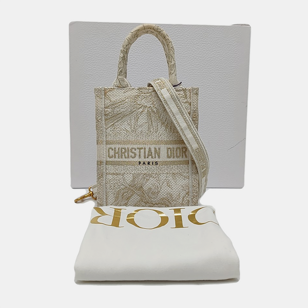 Authenticated pre-owned  Book Tote Mini Canvas White - Shoulder Bag at Looply