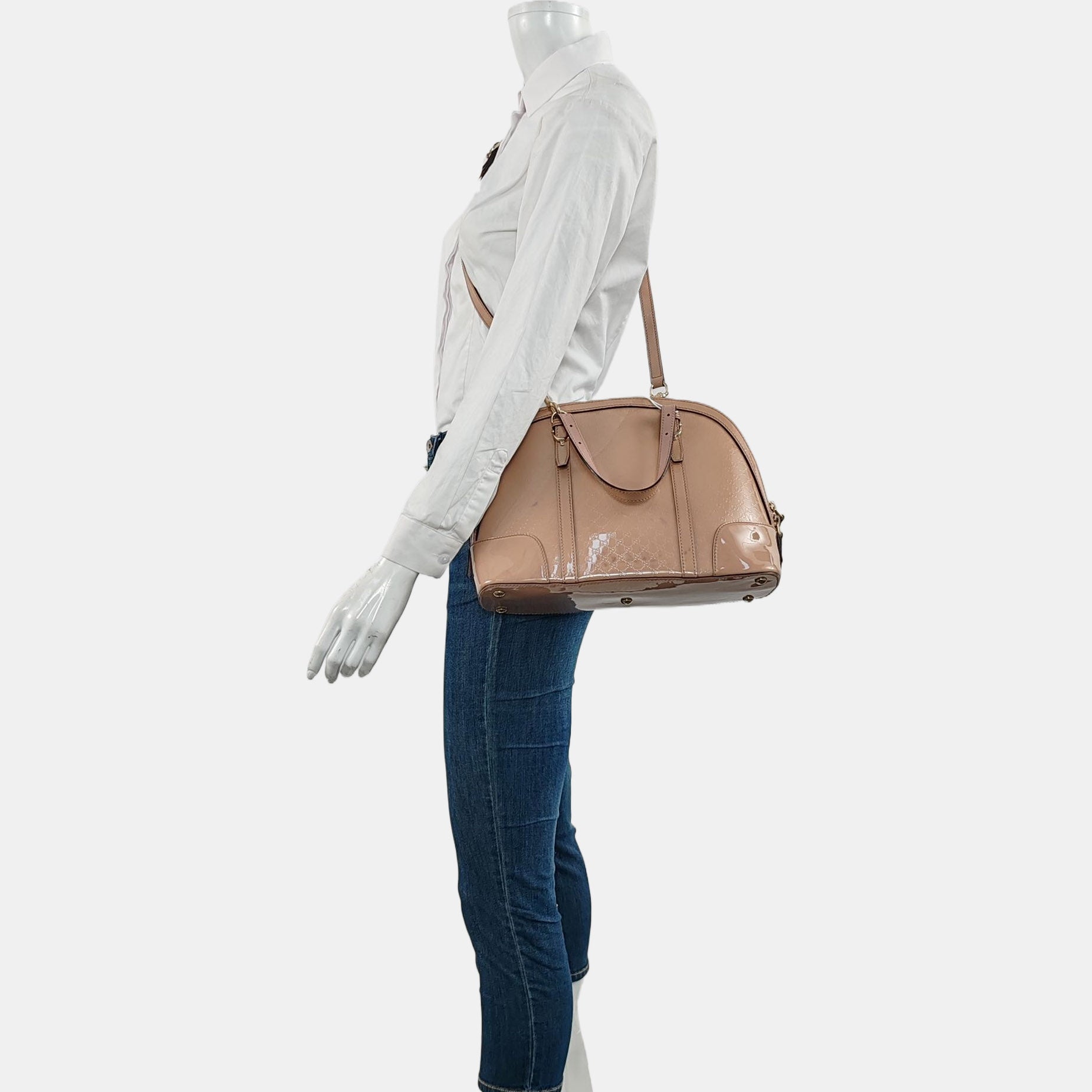 Authenticated pre-owned  Microguccissima Monogram Patent Leather Pink - Shoulder Bag at Looply