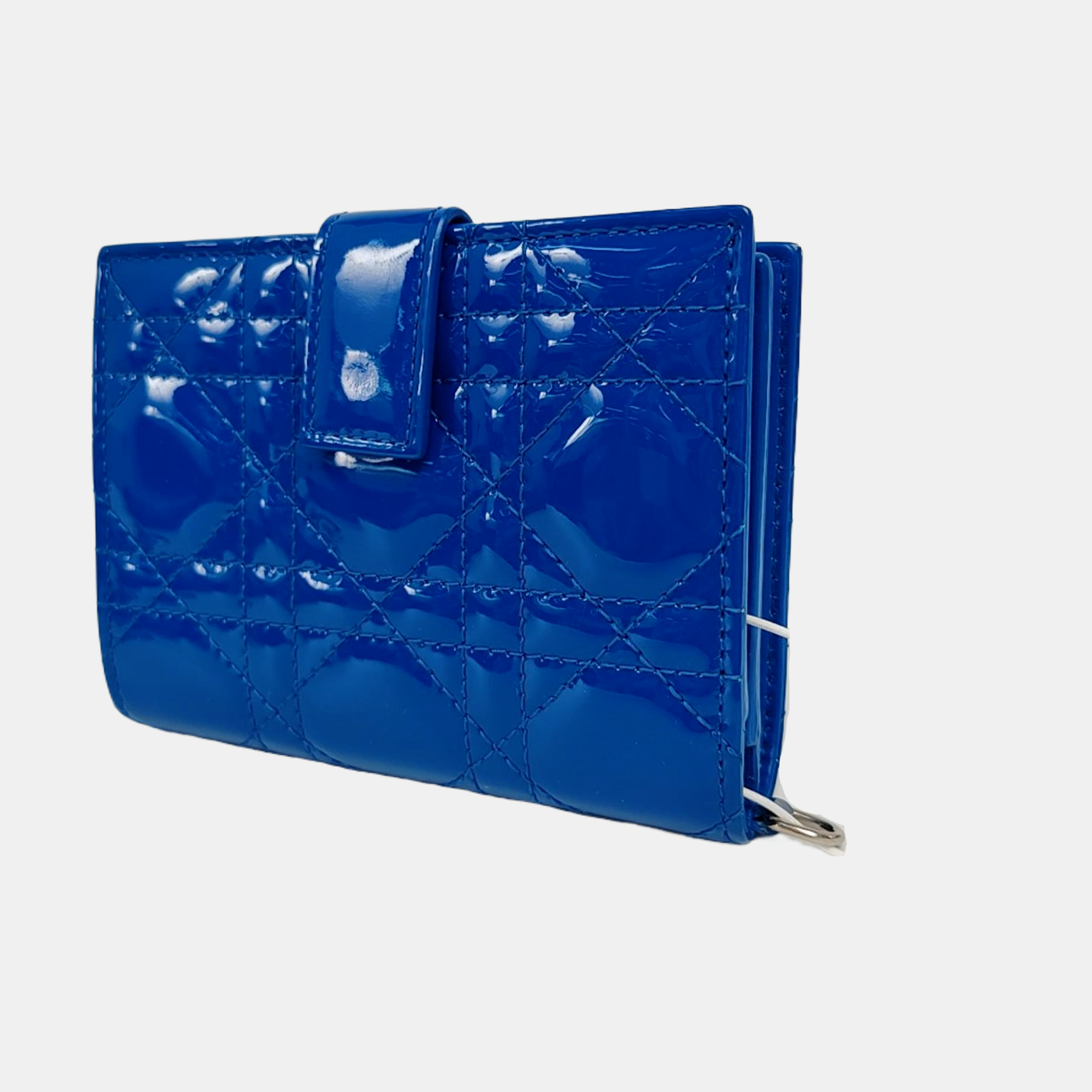 Authenticated pre-owned  Lady Dior Patent Leather Blue Card Holder - Card Holder at Looply