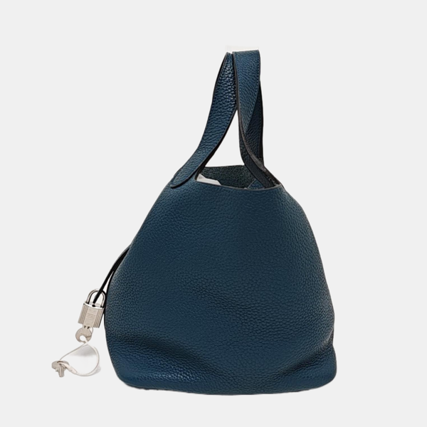 Authenticated pre-owned  Picotin Lock 18 Clemence Blue - Top Handle Bag at Looply
