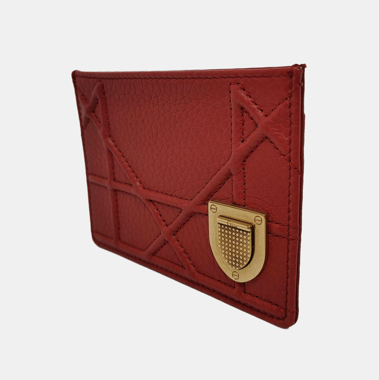 Authenticated pre-owned  Diorama Leather Red Card Holder - Card Holder at Looply