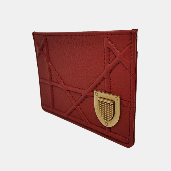 Authenticated pre-owned  Diorama Leather Red Card Holder - Card Holder at Looply