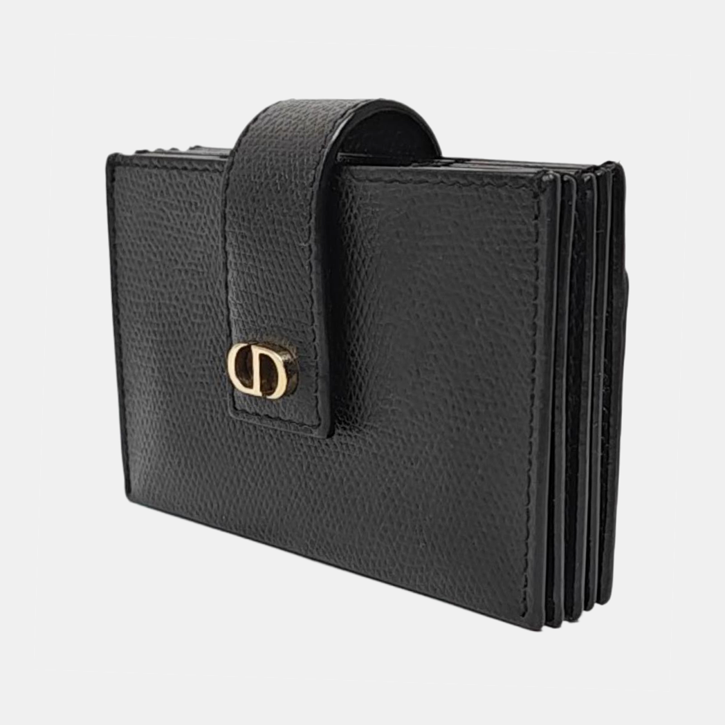 Authenticated pre-owned  30 Montaigne Calfskin Black Card Holder - Card Holder at Looply