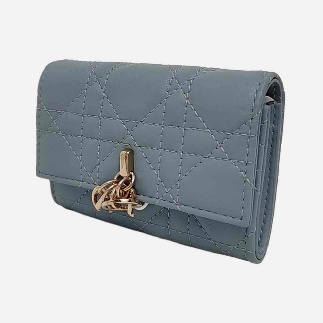 Authenticated pre-owned  Lady Dior Lambskin Blue Wallet - Wallet at Looply