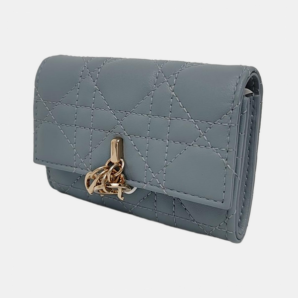 Authenticated pre-owned  Lady Dior Lambskin Blue Wallet - Wallet at Looply