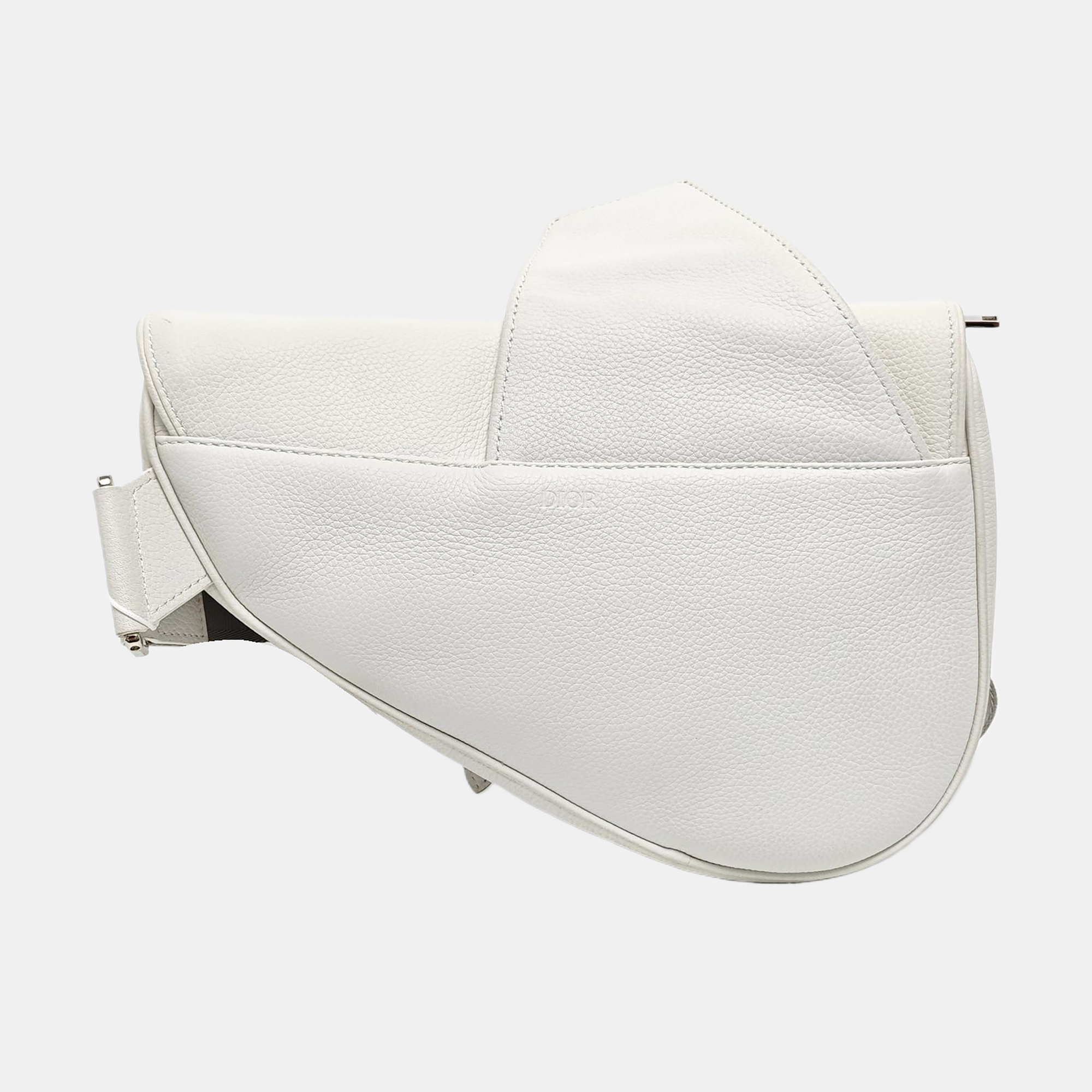 Authenticated pre-owned  Saddle Medium Calfskin White - Crossbody Bag at Looply