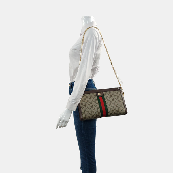 Authenticated pre-owned  Ophidia Small Monogram Coated Canvas Beige - Shoulder Bag at Looply