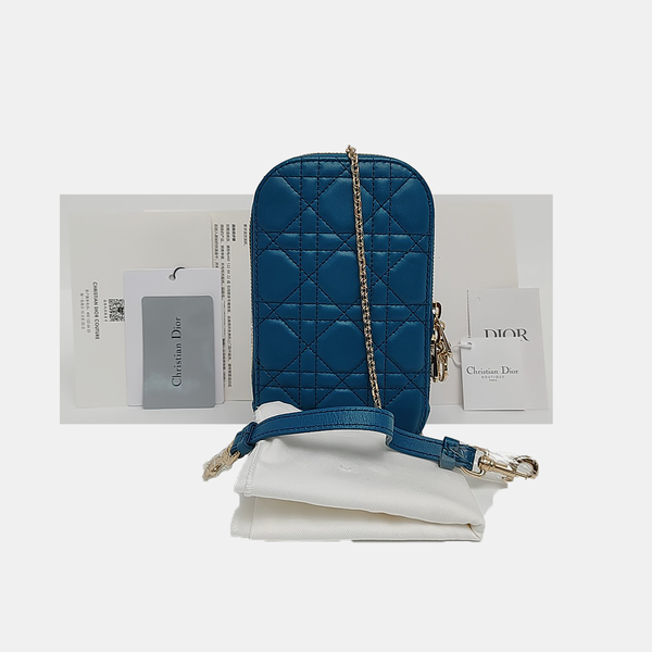 Authenticated pre-owned  Lady Dior Lambskin Blue - Shoulder Bag at Looply