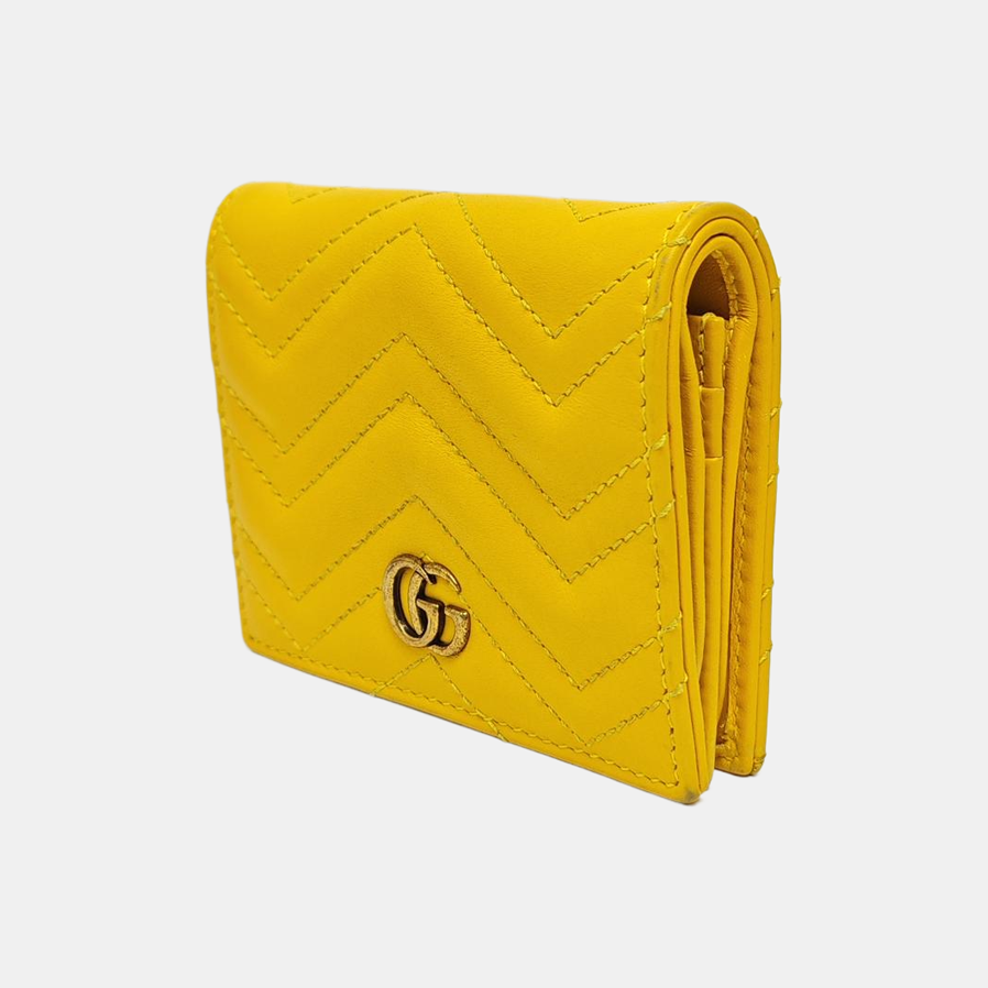 Authenticated pre-owned  GG Marmont Calfskin Yellow Wallet - Wallet at Looply