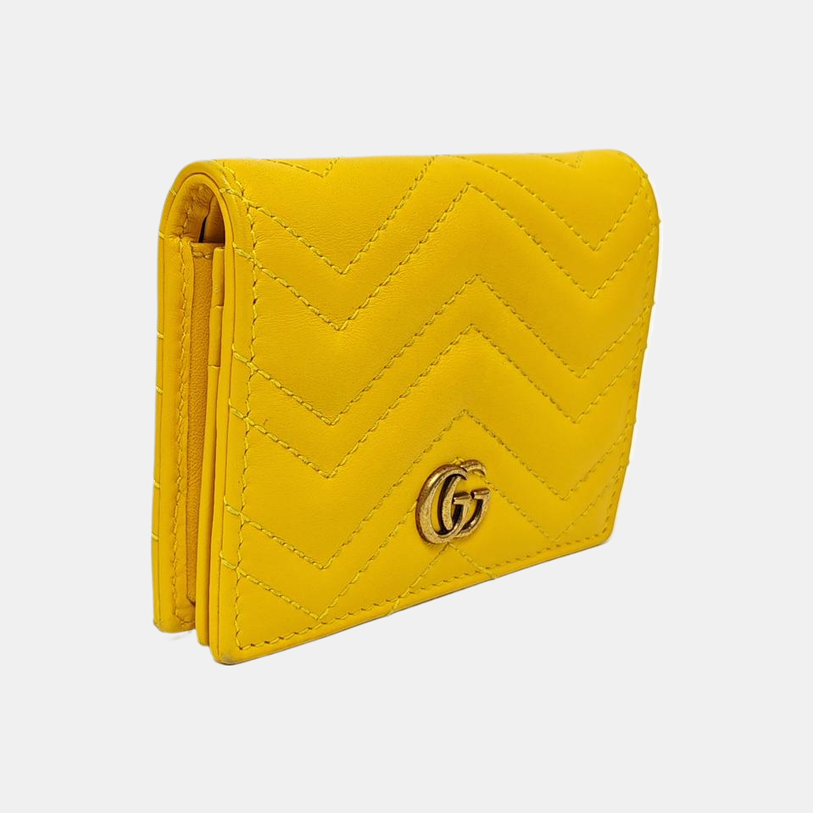 Authenticated pre-owned  GG Marmont Calfskin Yellow Wallet - Wallet at Looply