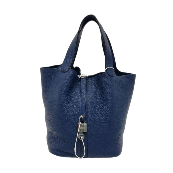Authenticated pre-owned  Picotin Lock 22 Clemence Blue - Top Handle Bag at Looply