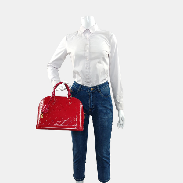 Authenticated pre-owned  Alma PM Monogram Calfskin Red - Top Handle Bag at Looply