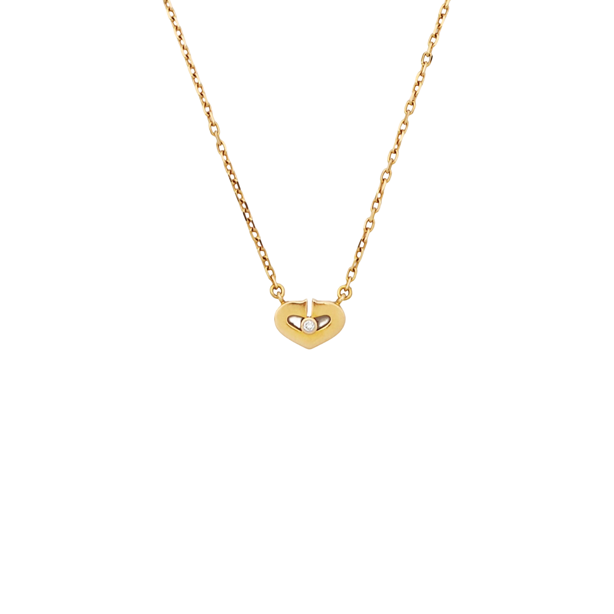 Authenticated pre-owned  C Heart Diamond Pendant 18K Rose Gold Necklace - Necklace at Looply