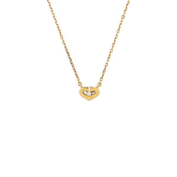 Authenticated pre-owned  C Heart Diamond Pendant 18K Rose Gold Necklace - Necklace at Looply