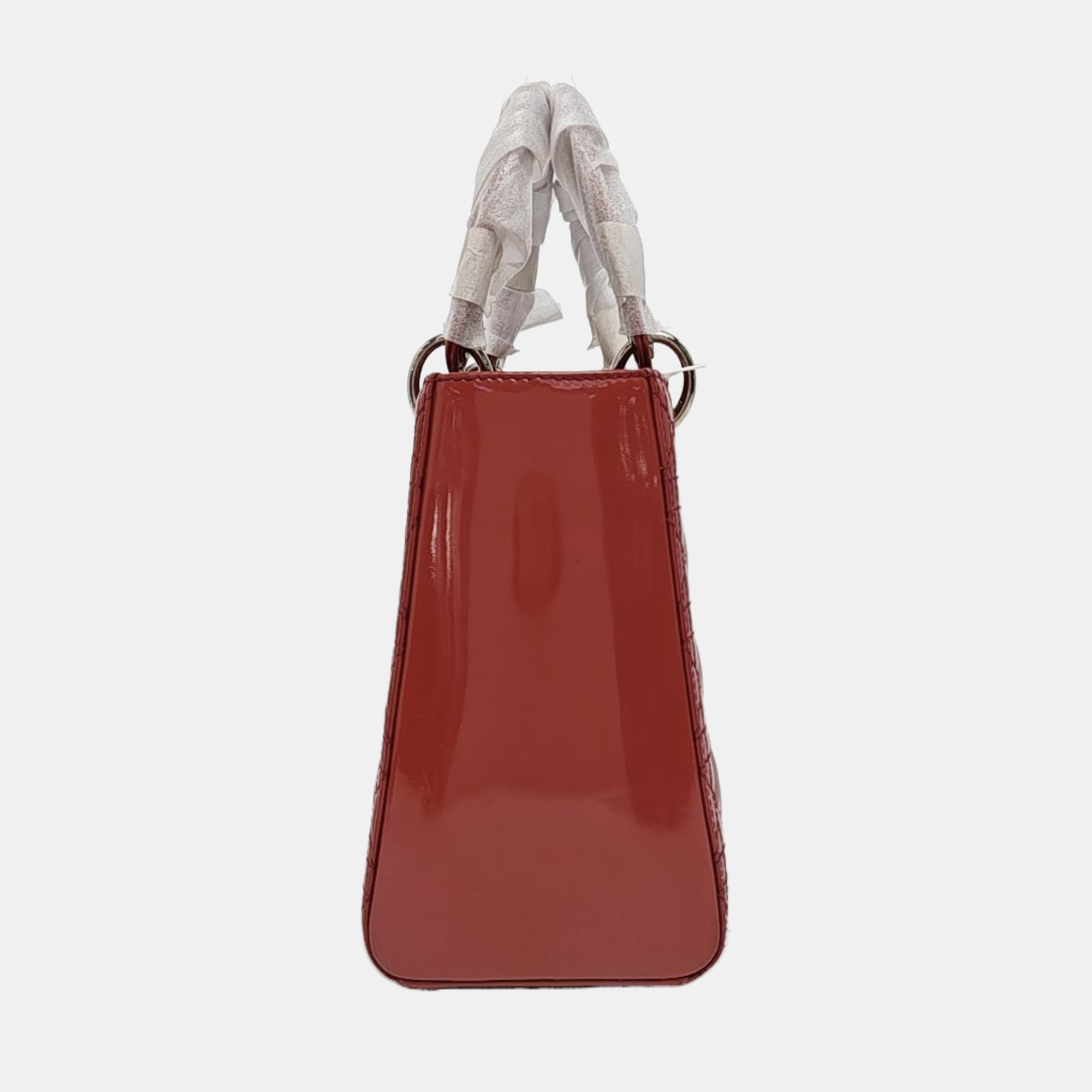 Authenticated pre-owned  Lady Dior Medium Patent Leather Red - Shoulder Bag at Looply