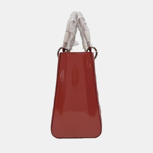 Authenticated pre-owned  Lady Dior Medium Patent Leather Red - Shoulder Bag at Looply