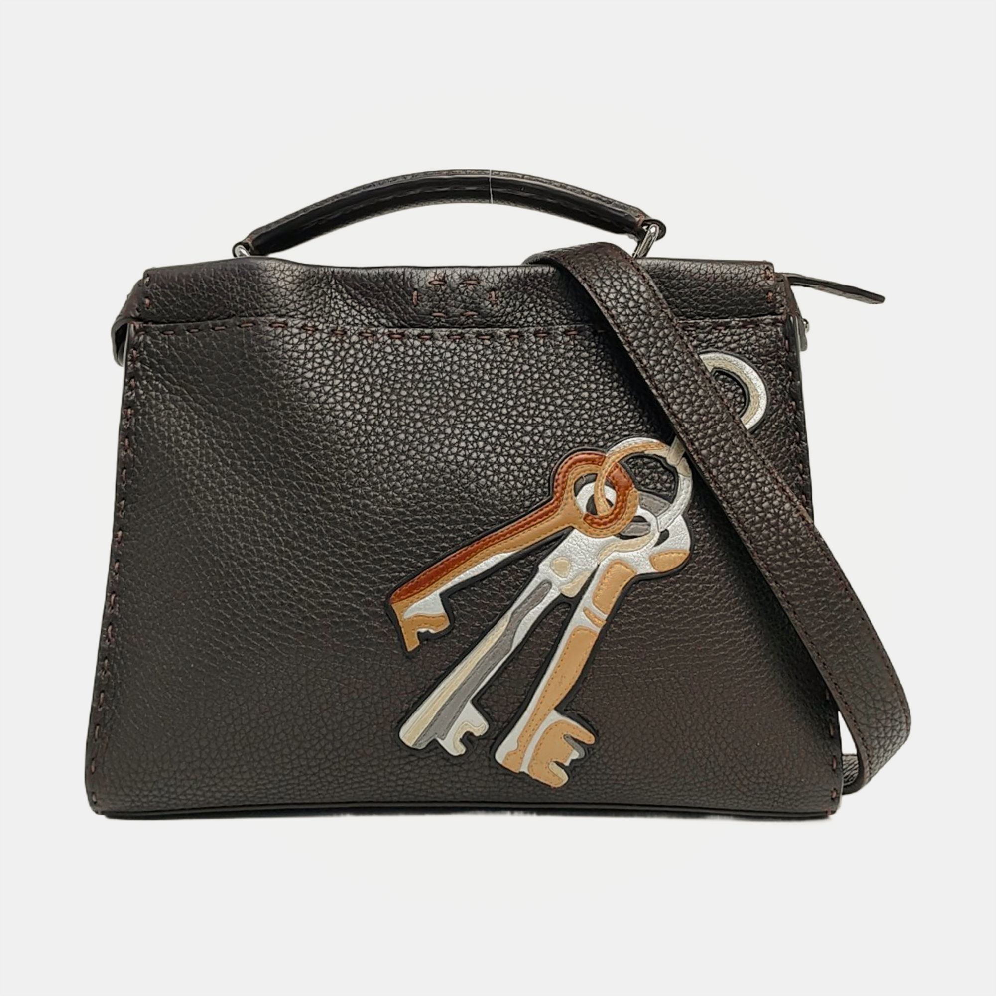 Calfskin Shoulder Bag Brown