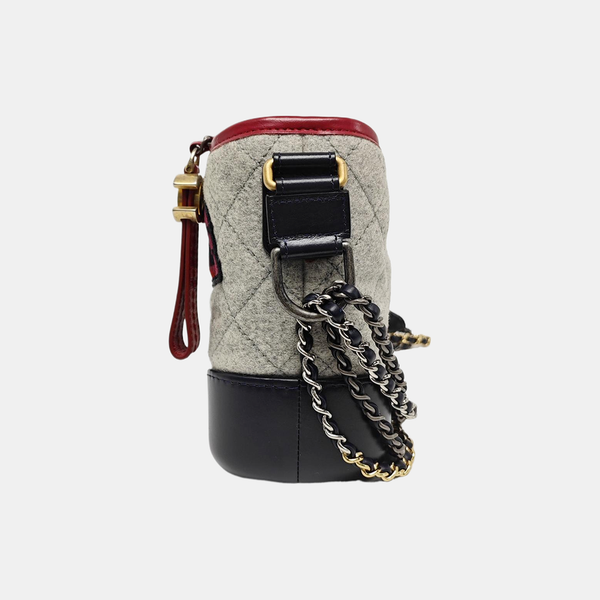 Authenticated pre-owned  Gabrielle Small Quilted Fabric Gray - Shoulder Bag at Looply