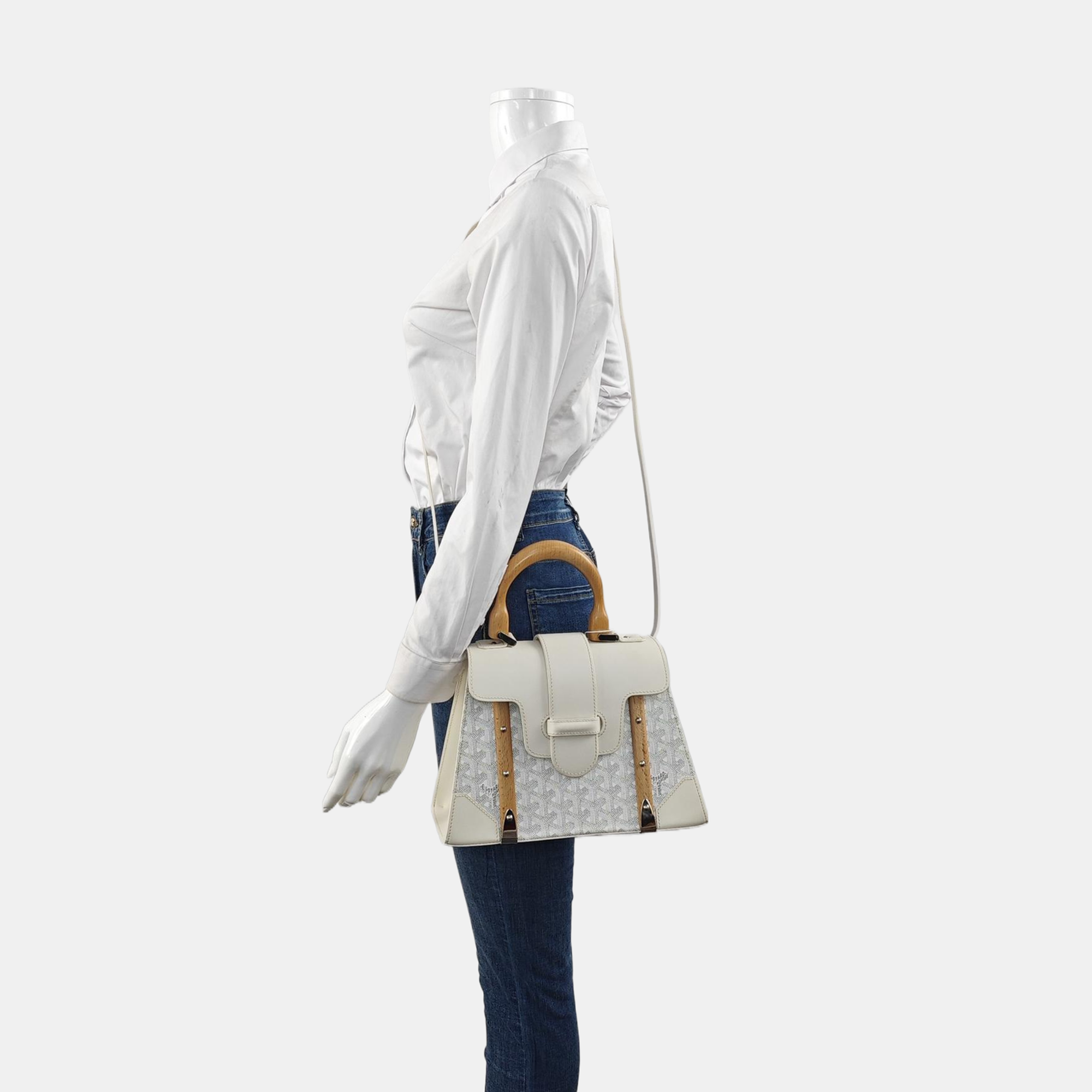 Authenticated pre-owned  Saïgon Small Coated Canvas White - Shoulder Bag at Looply