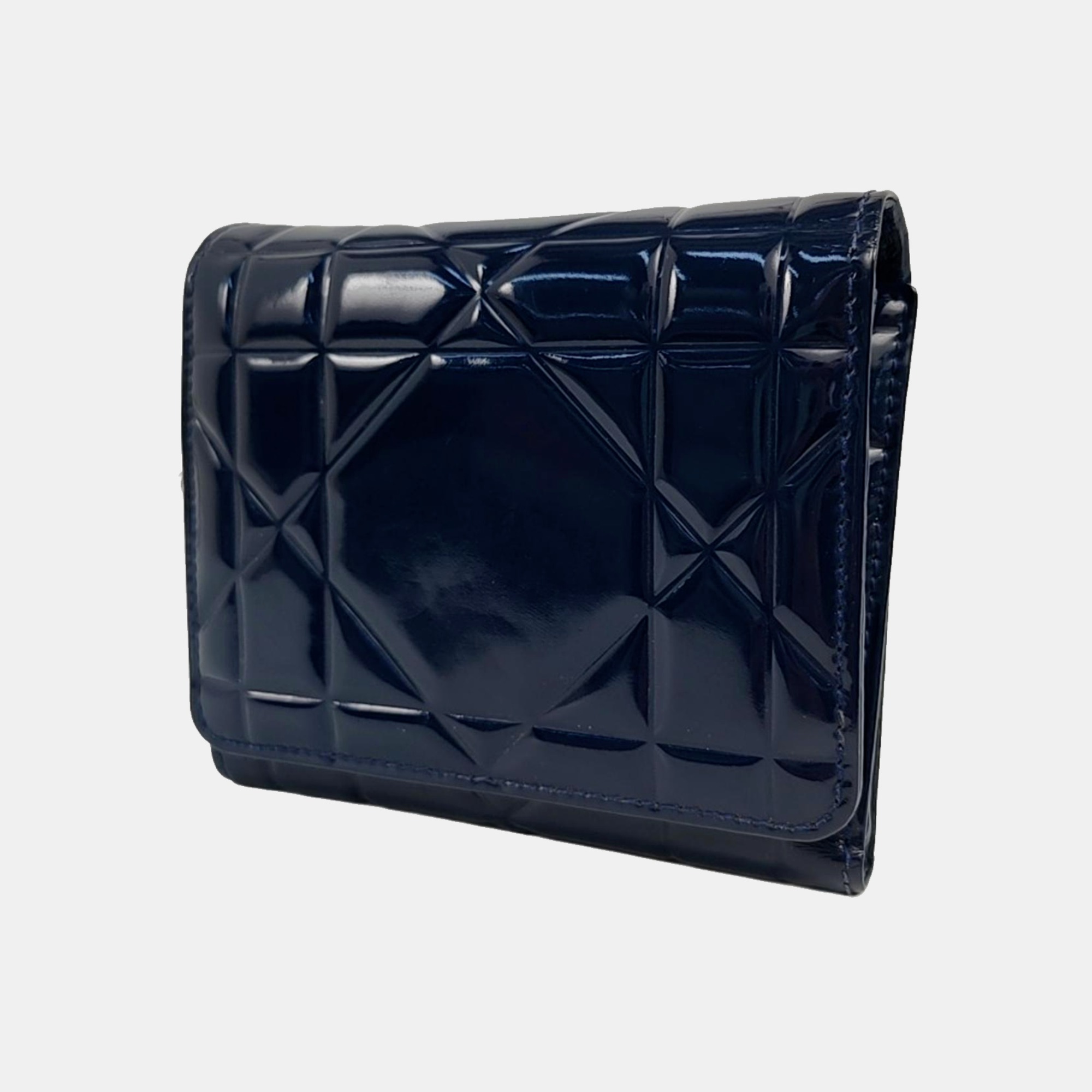 Authenticated pre-owned  Lady Dior Patent Calfskin Blue Wallet - Wallet at Looply