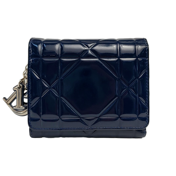 Authenticated pre-owned  Lady Dior Patent Calfskin Blue Wallet - Wallet at Looply