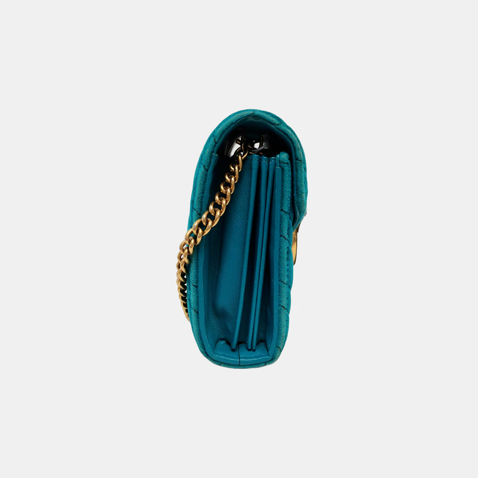 Authenticated pre-owned  GG Marmont Mini Velvet Blue - Shoulder Bag at Looply