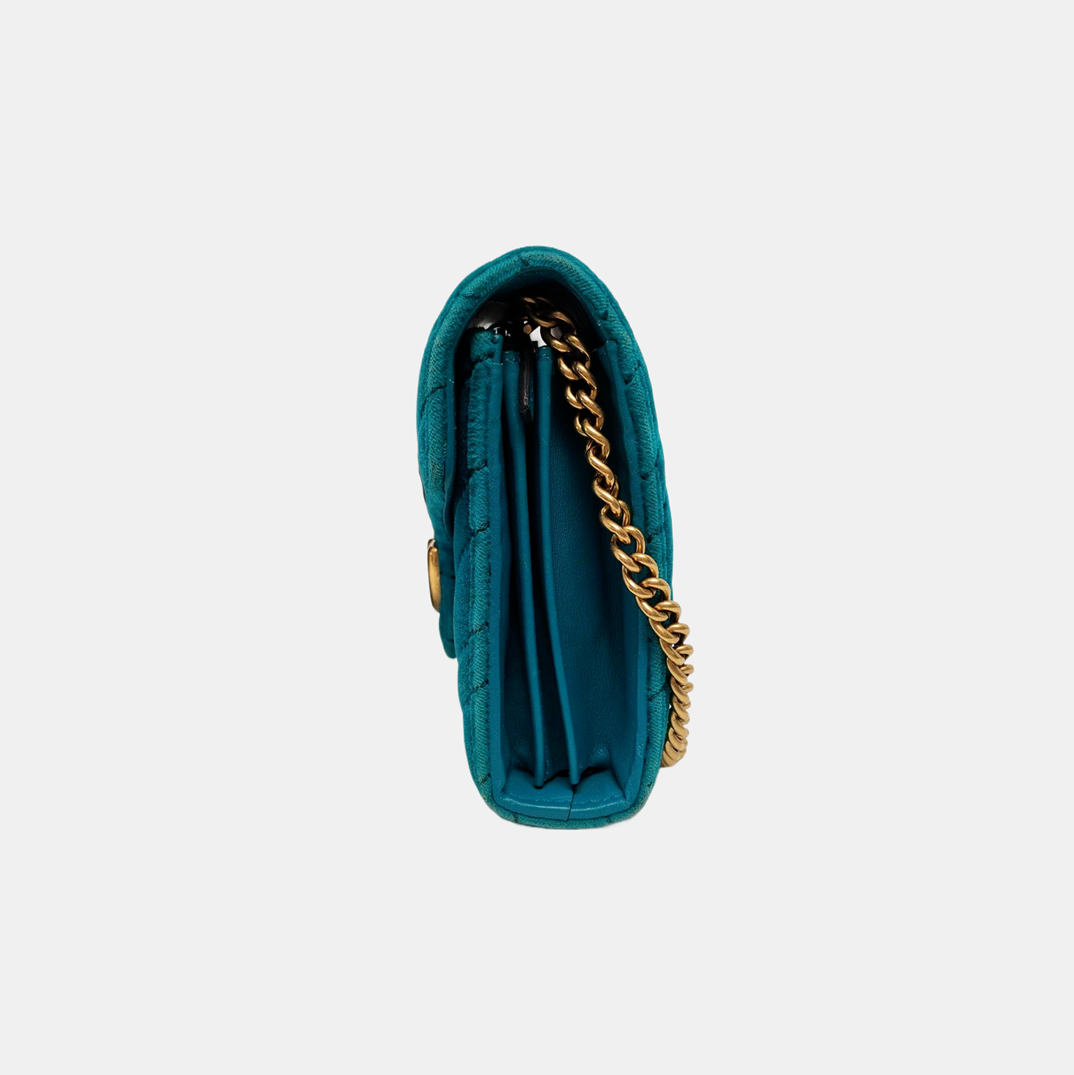 Authenticated pre-owned  GG Marmont Mini Velvet Blue - Shoulder Bag at Looply