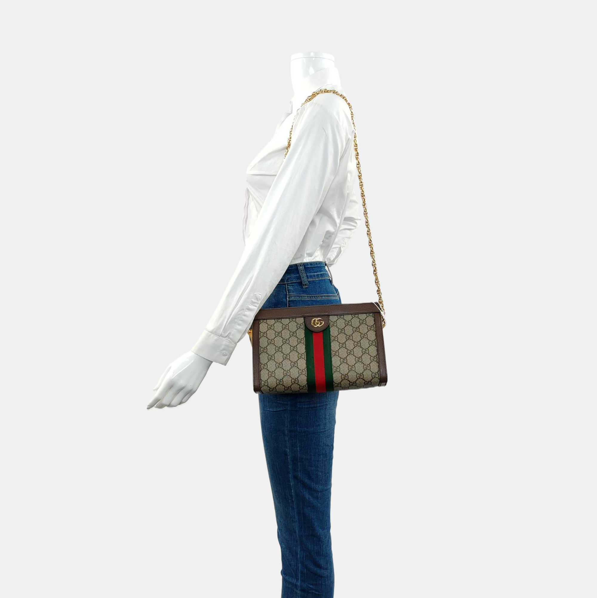 Authenticated pre-owned  Ophidia Small Monogram Coated Canvas Beige - Shoulder Bag at Looply