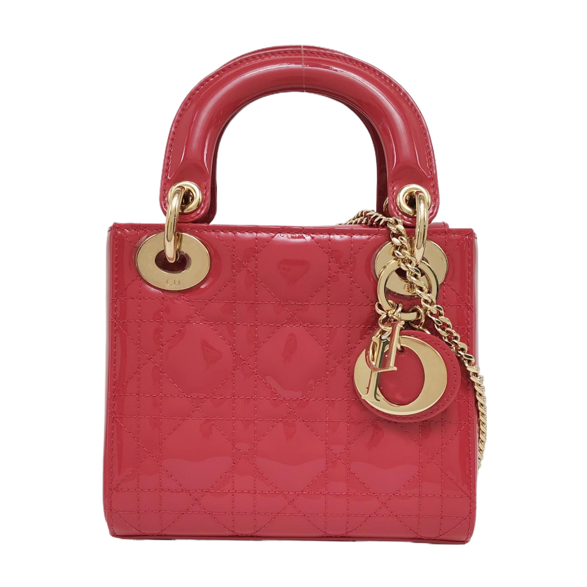 Authenticated pre-owned  Lady Dior Mini Patent Leather Pink - Shoulder Bag at Looply