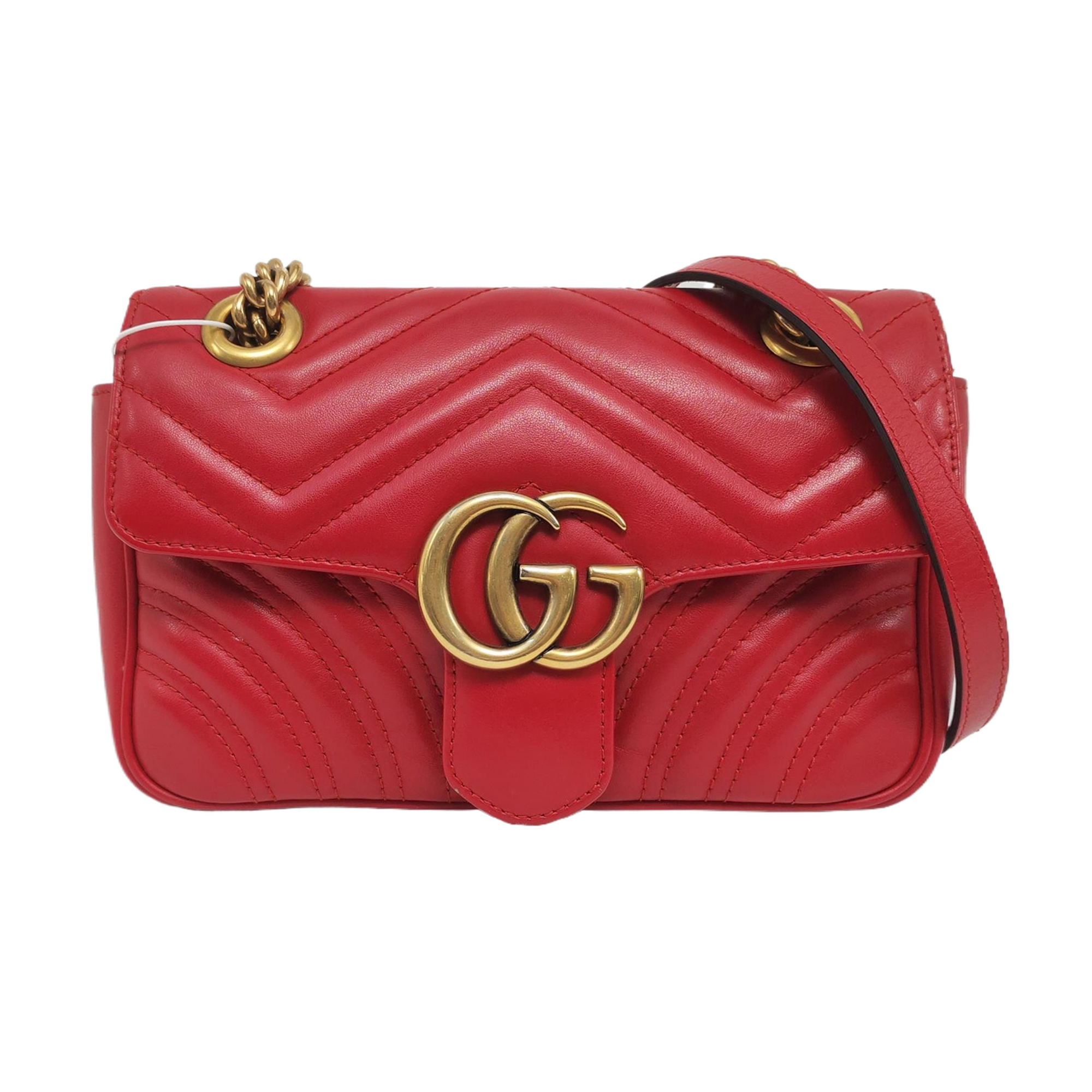 Authenticated pre-owned  GG Marmont Small Calfskin Red - Shoulder Bag at Looply