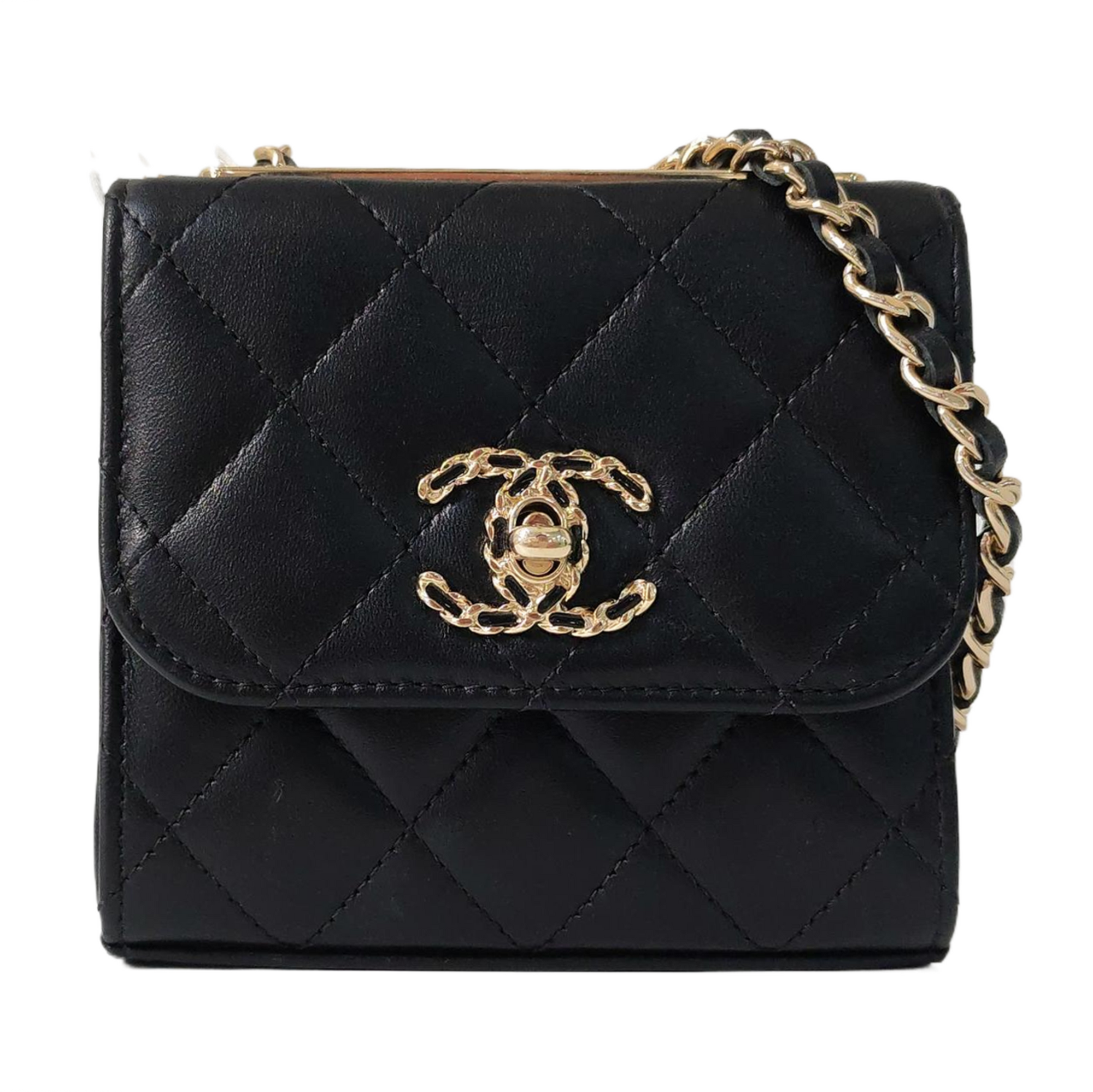 Authenticated pre-owned  Trendy CC Quilted Lambskin Black - Crossbody Bag at Looply