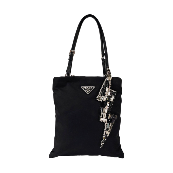 Authenticated pre-owned  Nylon Black - Top Handle Bag at Looply