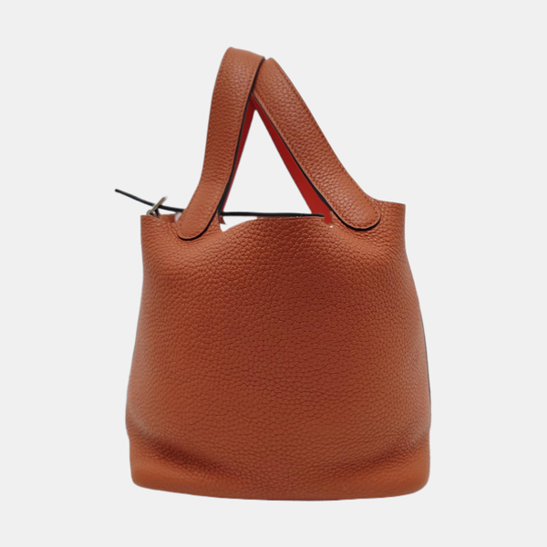 Authenticated pre-owned  Picotin Lock 18 Clemence Brown - Top Handle Bag at Looply