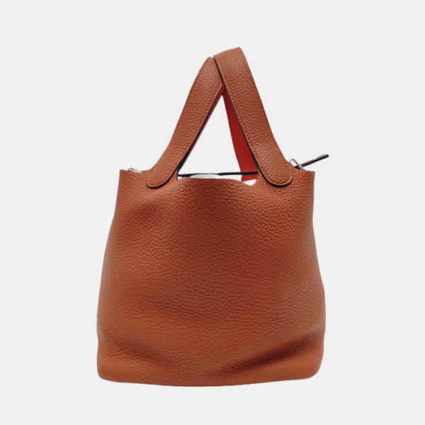 Authenticated pre-owned  Picotin Lock 18 Clemence Brown - Top Handle Bag at Looply