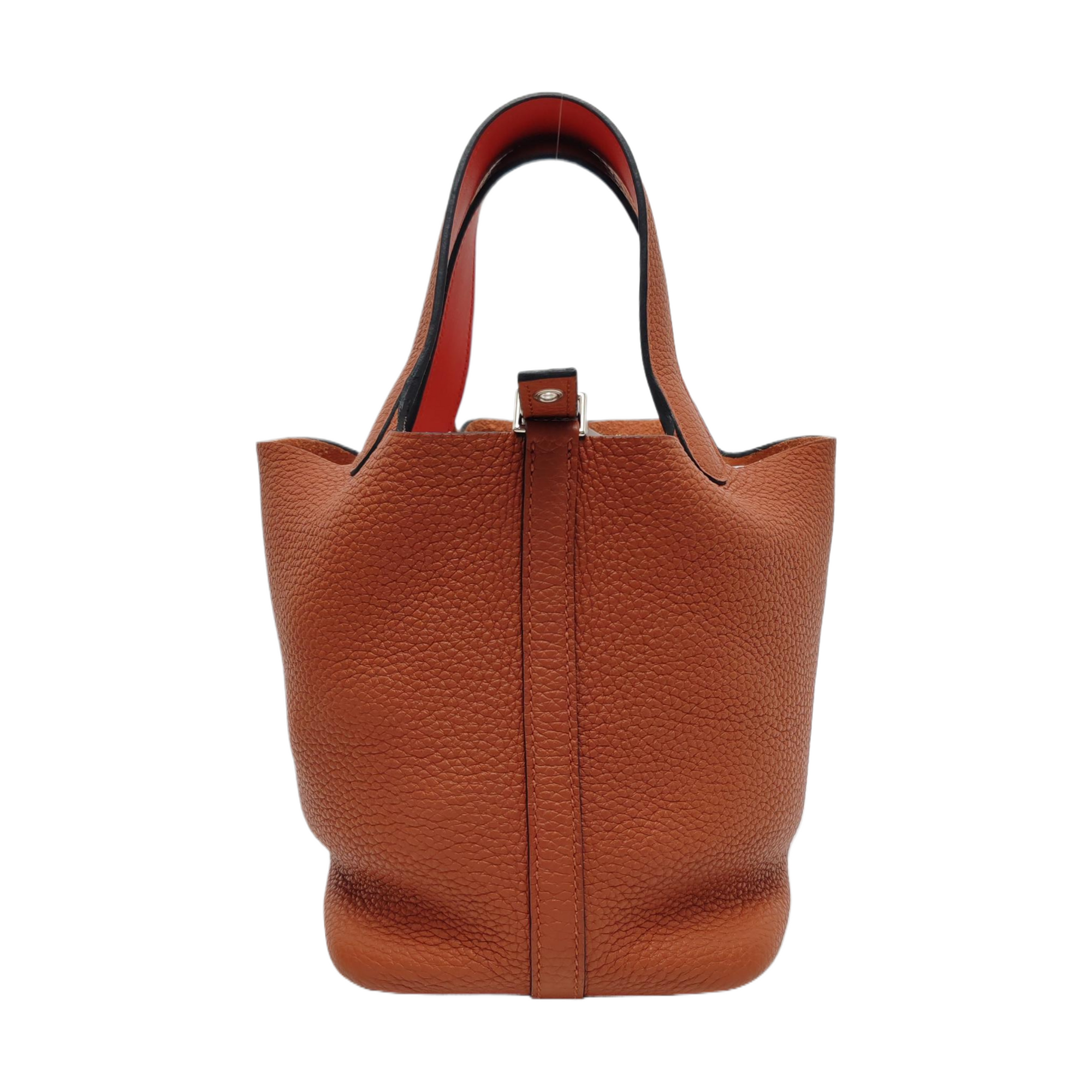Authenticated pre-owned  Picotin Lock 18 Clemence Brown - Top Handle Bag at Looply