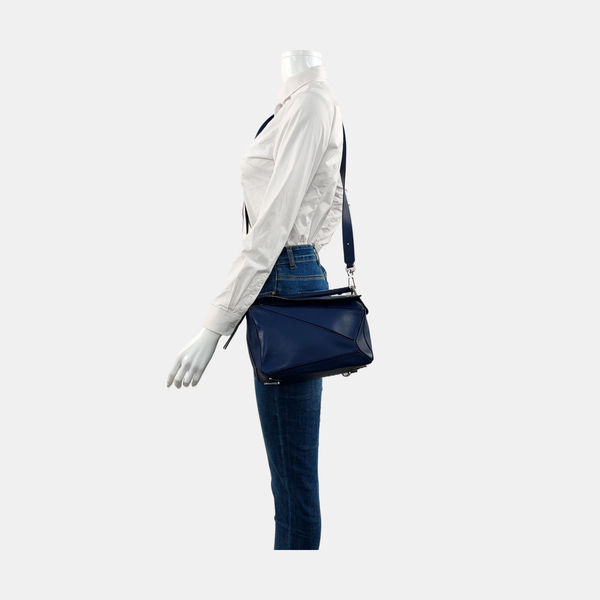 Authenticated pre-owned  Puzzle Small Calfskin Blue - Shoulder Bag at Looply