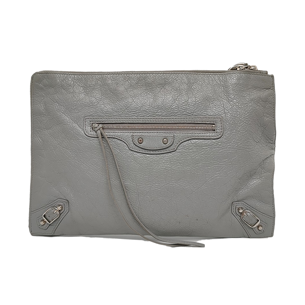 Authenticated pre-owned  Classic Metallic Edge City Lambskin Gray - Clutch at Looply