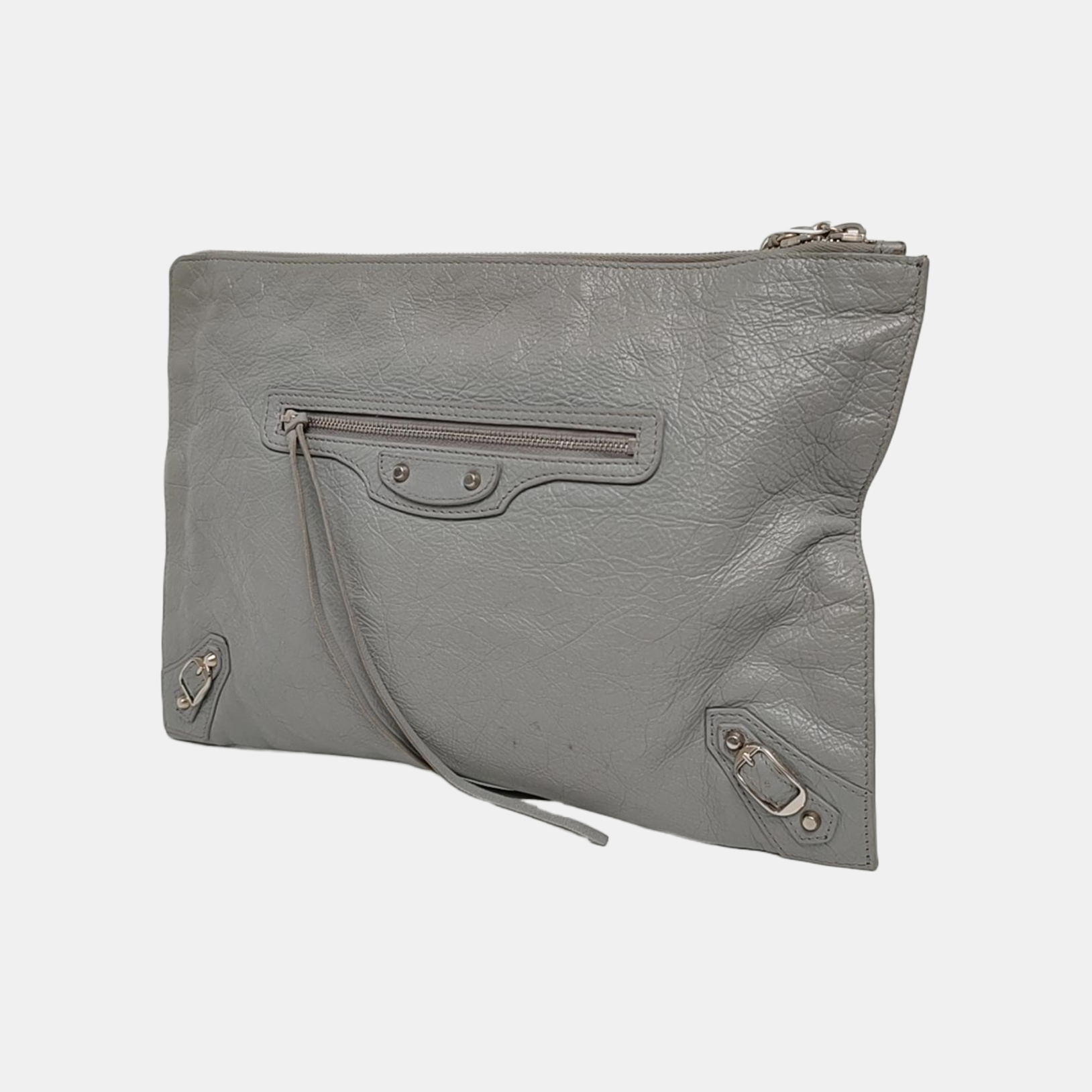 Authenticated pre-owned  Classic Metallic Edge City Lambskin Gray - Clutch at Looply