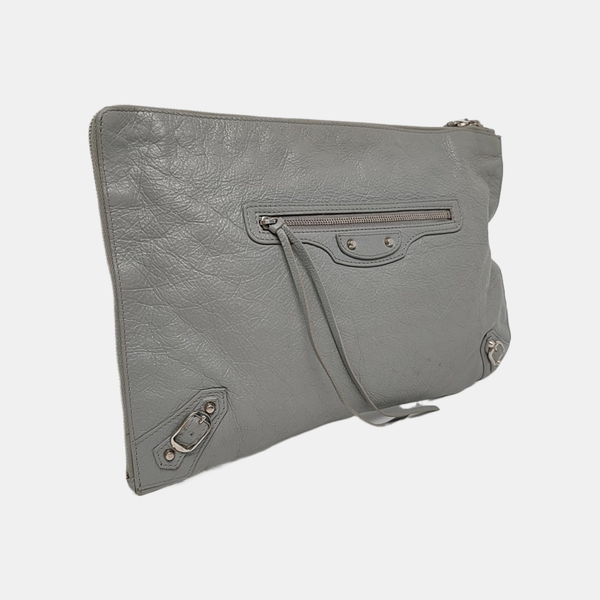 Authenticated pre-owned  Classic Metallic Edge City Lambskin Gray - Clutch at Looply