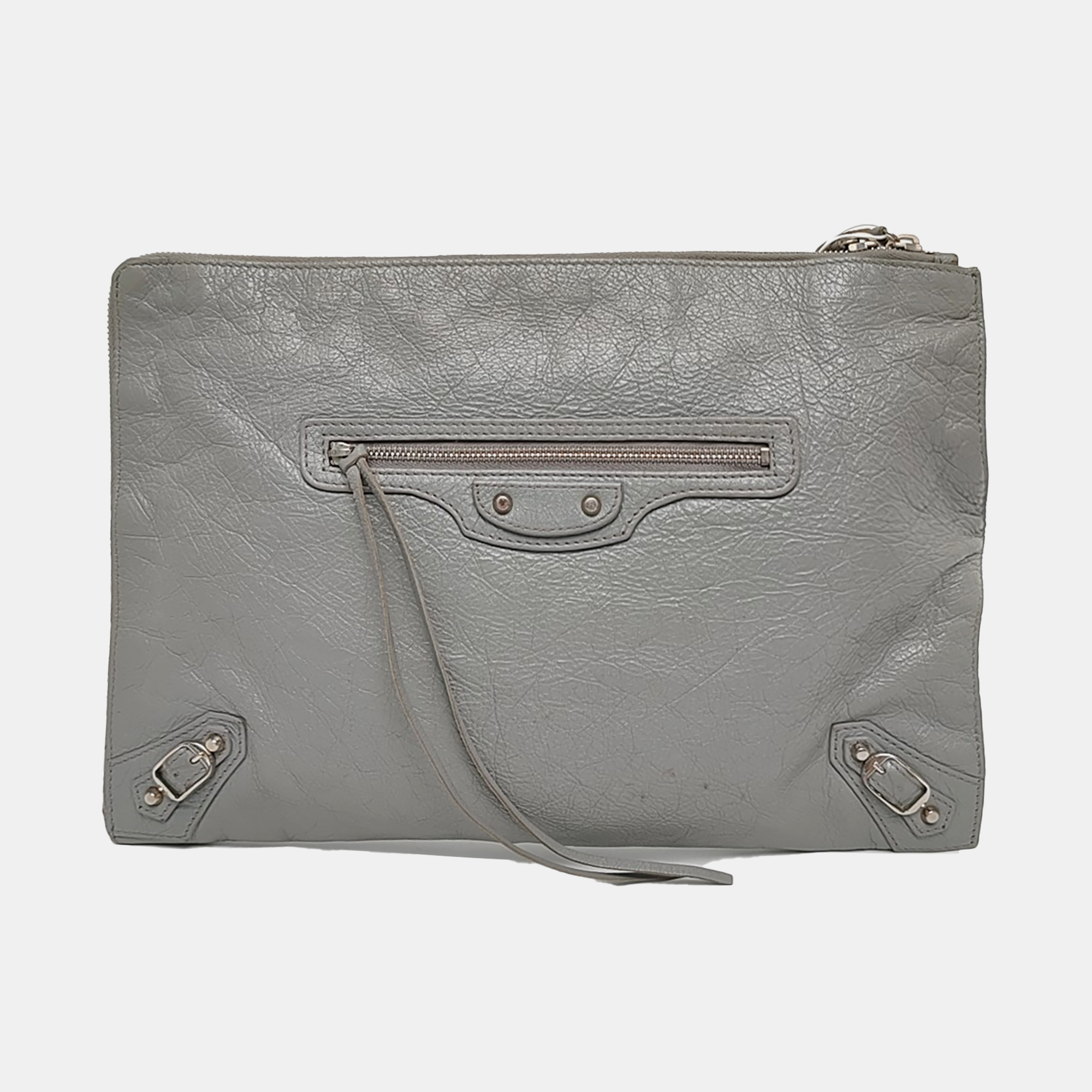 Authenticated pre-owned  Classic Metallic Edge City Lambskin Gray - Clutch at Looply