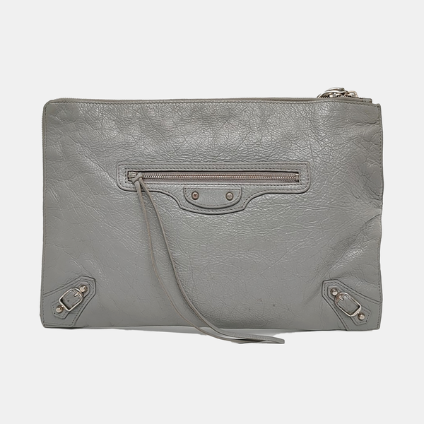 Authenticated pre-owned  Classic Metallic Edge City Lambskin Gray - Clutch at Looply