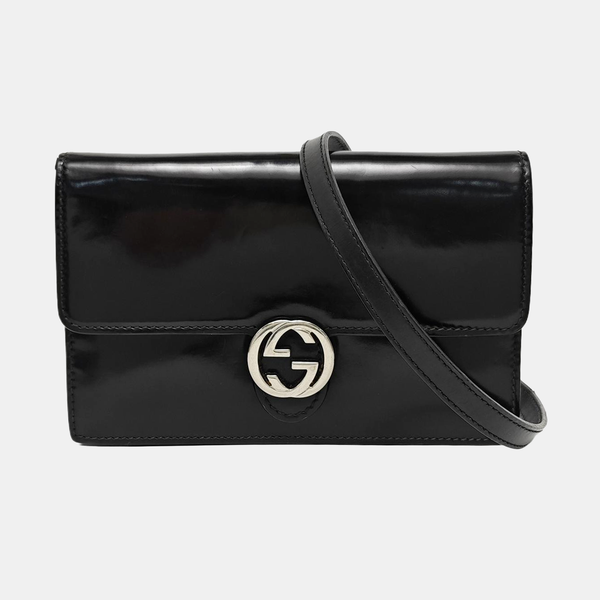 Authenticated pre-owned  Interlocking G Calfskin Black - Shoulder Bag at Looply