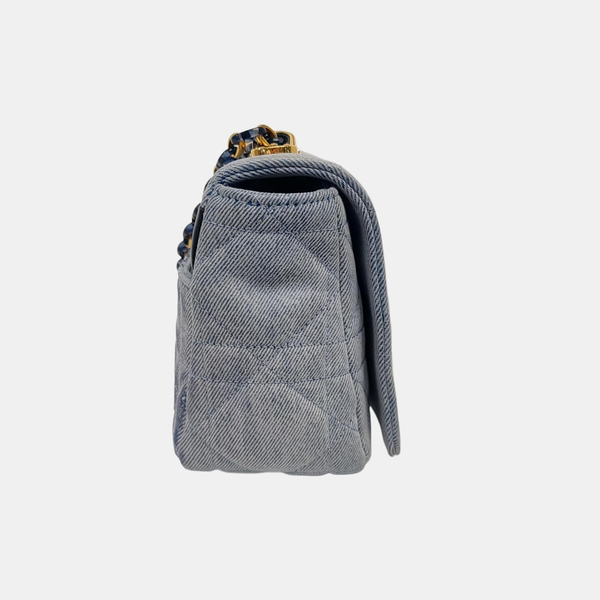 Authenticated pre-owned  Dior Caro Medium Quilted Denim Blue - Shoulder Bag at Looply