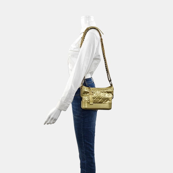 Authenticated pre-owned  Gabrielle Small Quilted Calfskin Gold - Shoulder Bag at Looply