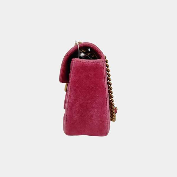 Authenticated pre-owned  GG Marmont Medium Velvet Pink - Crossbody Bag at Looply